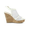 thumbnail image 3 of BLISSFUL STEP Women's Shoes Open Toe Platform Heel Laces Wedge Sandals White 7, 3 of 8