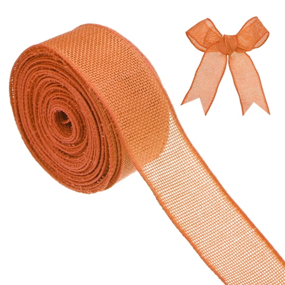 Uxcell Burlap Ribbon, 1.5" x 10 Yards Burlap Wired Edge Ribbon, Christmas Tree Ribbon, Rustic Burlap Wrap Trim Ribbons [Dark Orange]