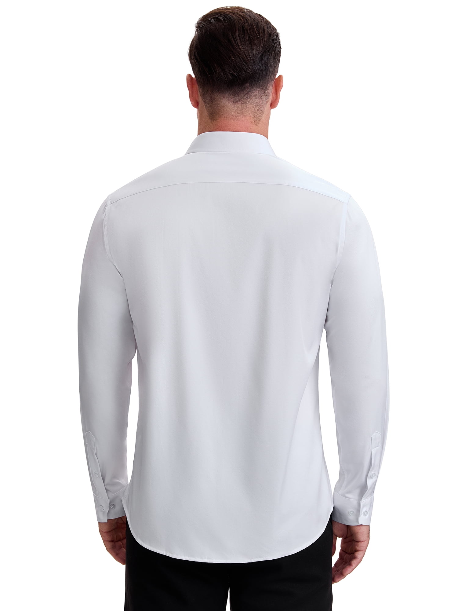DARING DIVA Men's Point Collar Long Sleeve Button Down Formal Shirts XL White