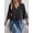 Black, variant on Women's Summer Loose Chiffon Blouses Dressy Casual 3/4 Sleeve Tops V Neck Work Dress Shirts