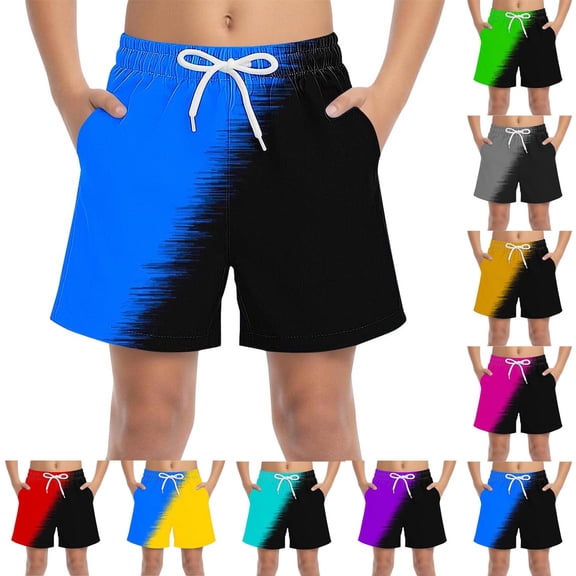 Afuipoi Boys Swim Trunks (For 4-15Y) Solid Color Quick Dry Beach Shorts with Pockets Athletic Surfing Board Shorts for Kids Hot Pink Size 10-11Years