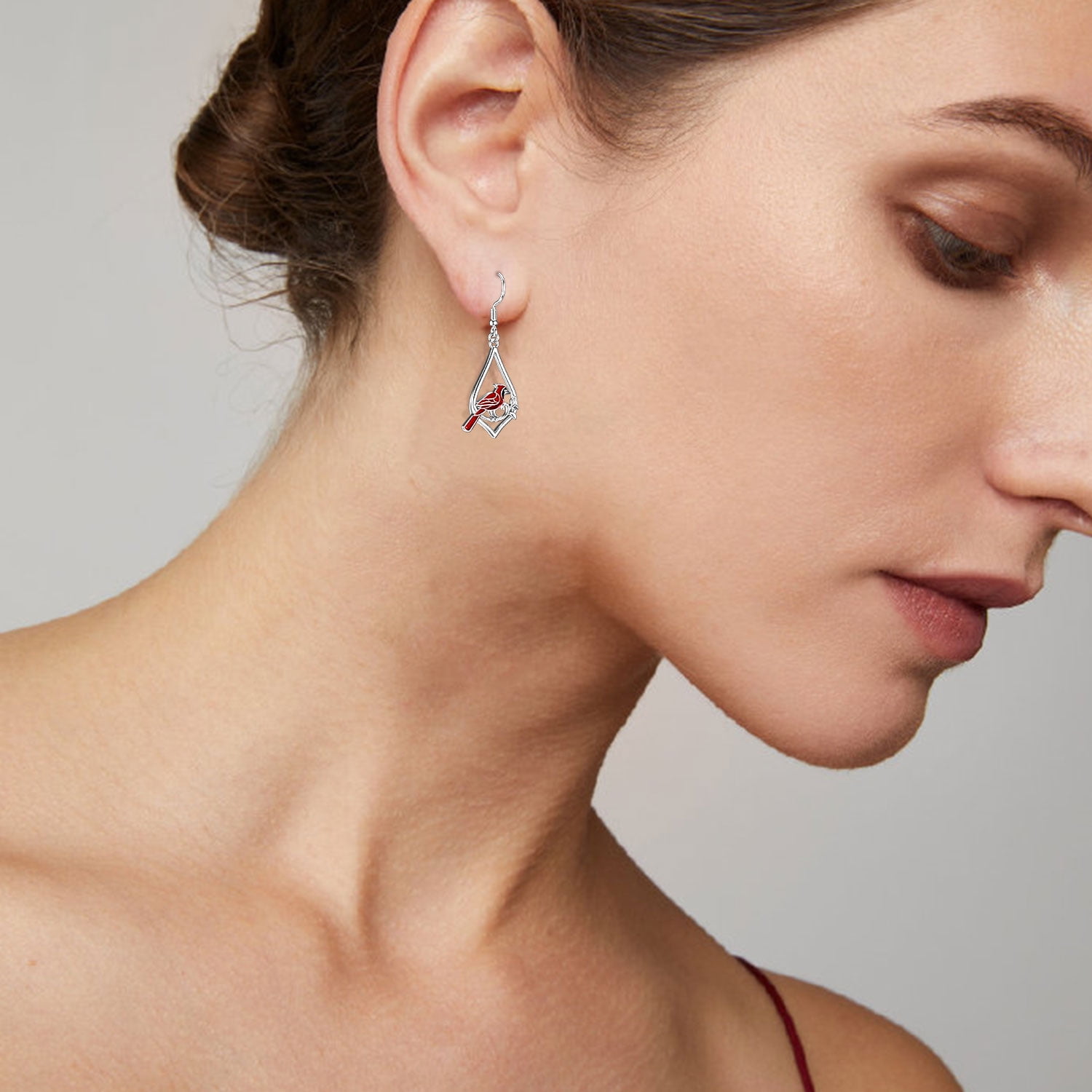 Coachuhhar Cardinal Earrings for Women 925 Sterling Silver Cardinal Dangling Earrings Bird Earrings Cute Animal Drop Earrings Cardinal Jewelry Gifts for Mother's Day Friends