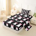 thumbnail image 2 of Manfei Kawaii Bownot Ghosts Twin Sheets,Halloween Themed Pattern Bedding,Black,3 Pieces,1 Fitted Sheet and 1 Pillowcase, 2 of 6