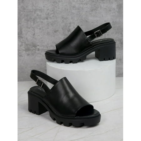 

Faux Leather Open Toe Ankle Strap Heels Women‘s Footwear