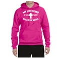 thumbnail image 2 of My Lifeguard Walks on Water Jesus Christ Bible | Mens Inspirational/Christian Hooded Sweatshirt Graphic Hoodie, Fuschia, Large, 2 of 3