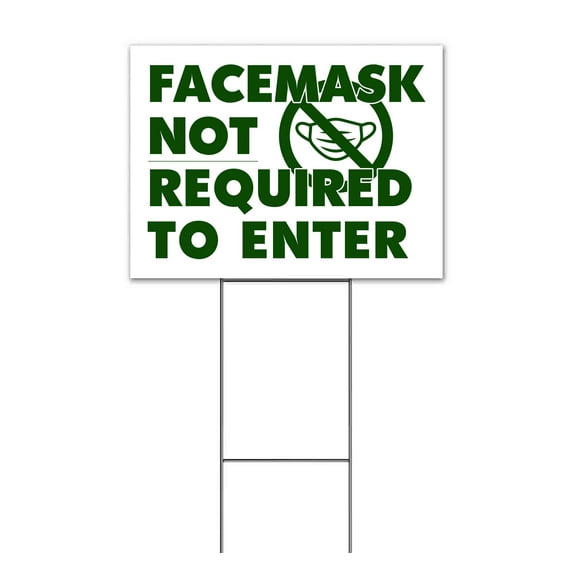 Facemask Not Required (18" x 24") Yard Sign, Includes Metal Step Stake