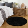 thumbnail image 7 of Haperlare 4'x4' Black Round Rug Soft Plush Modern Circle Area Rug for Kid's Bedroom, Fluffy Shag Circular Rug for Nursery Room Teen's Room, 7 of 7