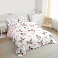 thumbnail image 3 of Homewish Cute Bowtie Ribbon Queen Comforter Set,Country Mallard Duck Bedding Sets,Pink White Brown Bedding Comforter Set For Girls Kids,Super Cozy Room Decor Reversible,3 Pieces, 3 of 8