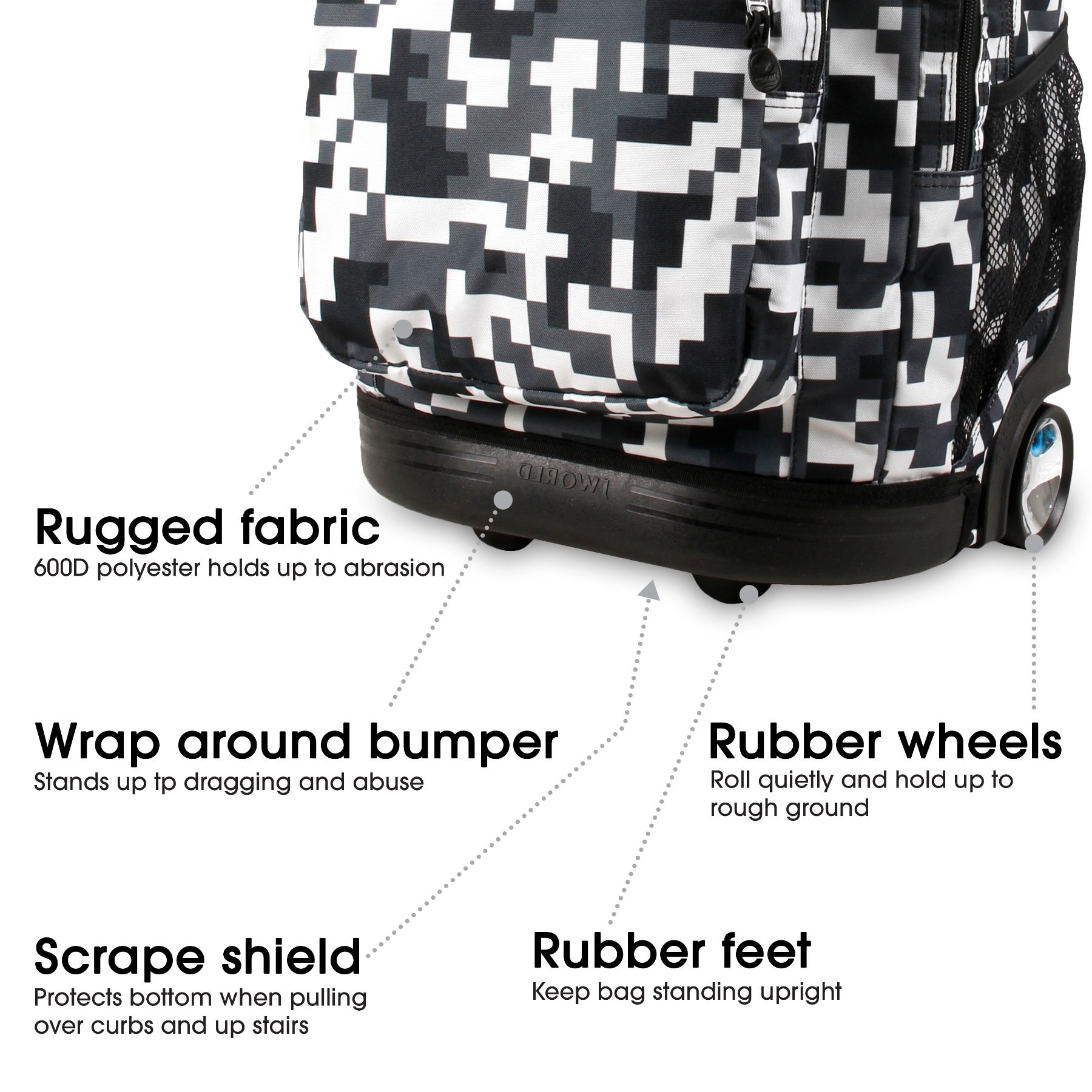 J World Unisex Sundance 20" Rolling Backpack with Laptop Sleeve for School and Travel, Camo - image 5 of 7