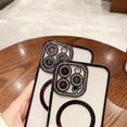 thumbnail image 3 of Phone Case for iPhone 14 Pro Max Case Magnetic Full Camera Len Protection[Compatibility with MagSafe] Clear Diamond Rhinestone Shockproof Cute Sparkle Bling Case for 14 Pro Max 6.7''-Silver, 3 of 13