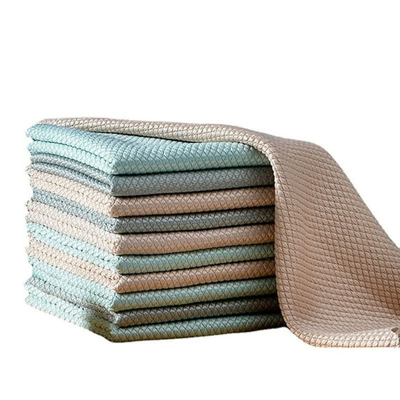 PLPPYFS 10 Pack Kitchen Dish Cloths Dish Towels, Super Soft and Absorbent Coral Fleece Cloth, Microfiber Cleaning Cloth, Nonstick Oil Washable Fast Drying Dish Rags for Clean Table, Dish, Glass