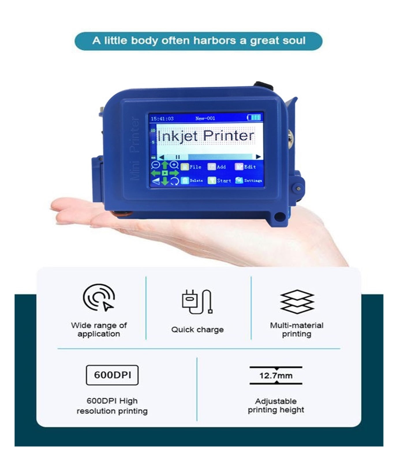 Mini Printer 12.7mm Portable Printer Label Bulk Barcode Digital Logo Inkjet Label Printer ,Crisp, Vibrant Prints