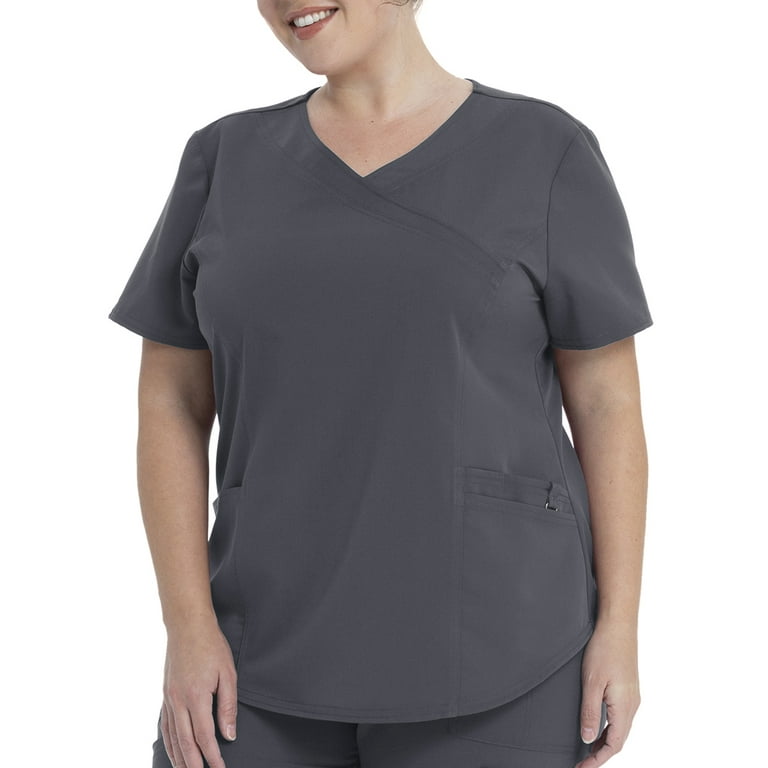 Scrubstar Women s Antimicrobial Premium Ultimate Mock Wrap Scrub Top Walmart