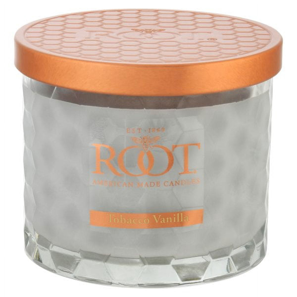 ROOT Candles 12 oz 3-Wick Signature Honeycomb filled Jar. Scent: Tobacco Vanilla