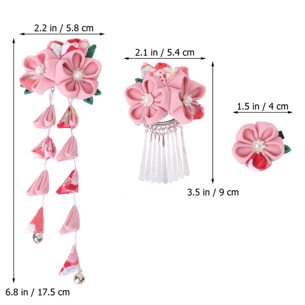 Miangastore 3pcs Kimono Hair Accessories Japanese Kimono Flower