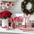thumbnail image 3 of Red Love Vase Valentines Day Kitchen Towels Set of 2,Heart Balloon Dish Hand Towels Holiday Anniversary Weing Seasonal Decorations, 3 of 6