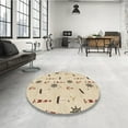 thumbnail image 4 of Ahgly Company Tapis Rond Lavable en Machine Intérieur Transitionnel Pérun Brun, 7 Pieds Rond, 4 of 7