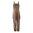 thumbnail image 3 of AherBiu Plus Size Cargo Jumpsuits for Women Sleeveless Suspender Rompers Belted Waist Classic Overalls, 3 of 4