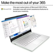 HP 14 Laptop Student Business Computer - 2025 New Version, Intel N150 Processor, 1-Year Microsoft 365, Win 11 Home, Copilot AI, 12Hr Battery, 16GB RAM 384GB Storage (128GB UFS+256GB MSD) Green