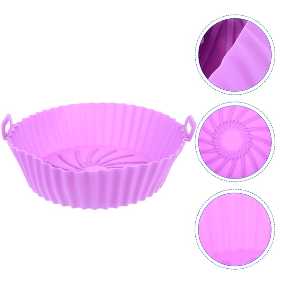OULII Silicone Air Fryer Mat Non-Stick Baking Liner with Handle for Easy Storage and Cleanup