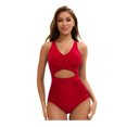 thumbnail image 3 of Top-kevin Women's One Piece Swimsuit Wide Straps V Neck Ruched Textured Ribbed Twist Back, 3 of 11