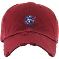thumbnail image 3 of Spaceship Burgundy Vintage Distressed Dad Hat Adjustable Baseball Cap NASA Galaxy Alien UFO Face ET E.T. Saucer Rocket Planets Earth Mars Moon, 3 of 4