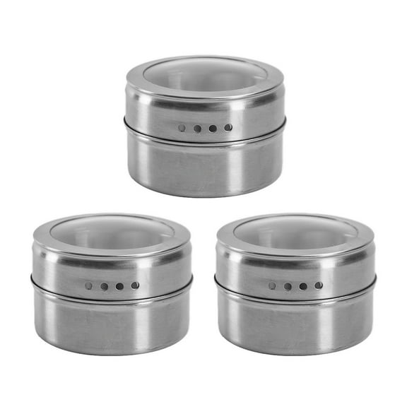 Shoreew Magnetic Spice Tins Stainless Steel Spice Container Seasoning Jar Spice Jars Storage Box with Transparent Lid for Storing Herbs