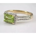 thumbnail image 4 of 2Ct Emerald Cut Simulated Peridot Diamond Halo Women's Classic Engagement Ring 14K Yellow Gold Plated 925 Silver, 4 of 5