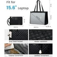 thumbnail image 3 of CNV Lunch Tote Bag for Women, 15.6 Inch Laptop Bag with Insulated Lunch Compartment, Quilted Large Capacity Computer Handbag with Purse for Business, Work, Nurse, Office, Collage, Casual, Black, 3 of 7