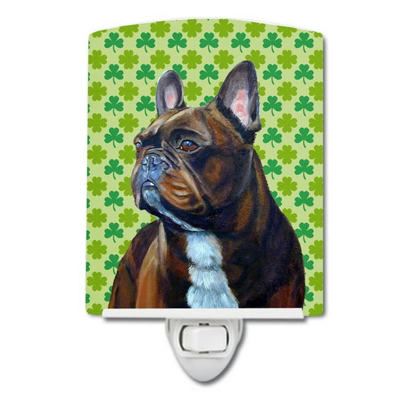 Caroline's Treasures LH9205CNL French Bulldog St. Patrick's Day Shamrock Portrait Ceramic Night Light, 6x4x3",