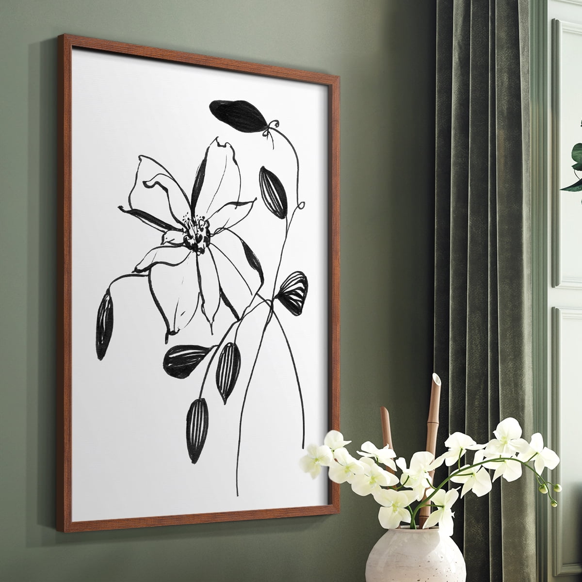 Wild Clematis II Framed Print in Brown Solid Wood 11 x 14 Framed Print