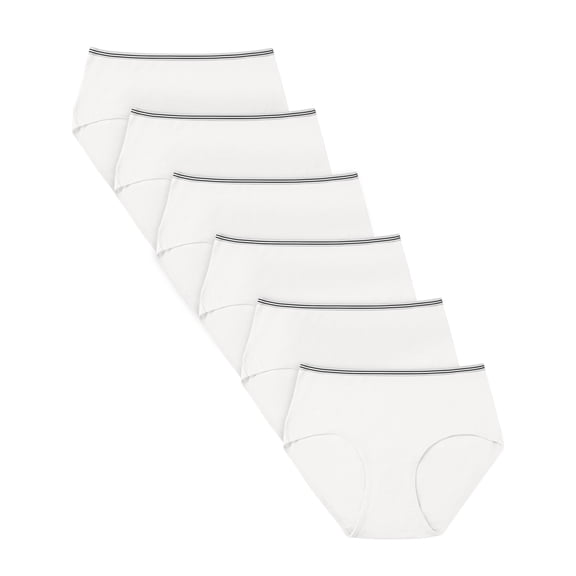 Mengpipi Women's Plus Size Cotton Brief Underwear White, 6-Pack, 2XL-5XL