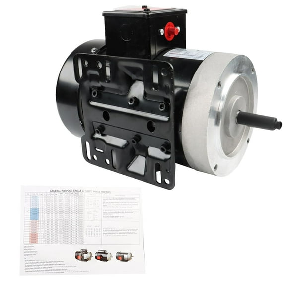 labwork Universal 1/2 HP Air Compressor Motor Single Phase TEFC 60HZ 56C Frame 1750RPM Black