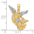 thumbnail image 4 of Finest Gold 10K Yellow with Rhodium Diamond-Cut with Rhodium Saint Michael Pendant, 4 of 4