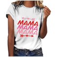 thumbnail image 1 of Top casual de manga corta con cuello redondo y estampado de letras en color sólido para el día de la madre de primavera y verano para mujer OAVQHLG3B Store  lin121212, 1 of 5