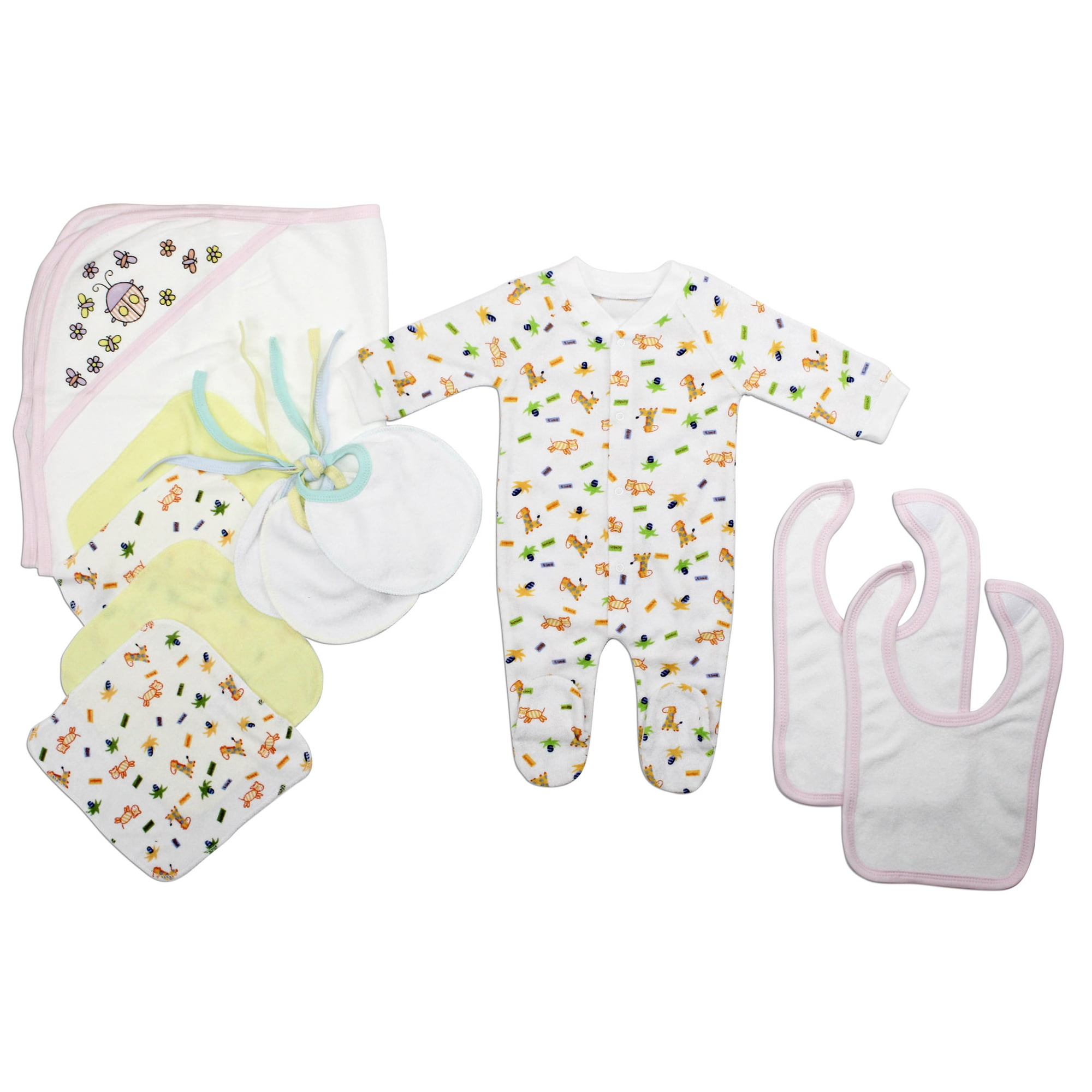 Set of 11 Yellow and White Newborn Baby Boy Essential Gift Set