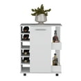 thumbnail image 4 of Dining Kitchen Carts Bar Cart with Six-Wine Cubbies Cabot, Two-Side Storage Shelves and Casters, White Finish,Kitchen Islands With Storage, 4 of 7