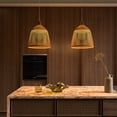 thumbnail image 2 of Ozarke Bohemian Rattan Bamboo Pendant Light Fixture, Hanging Lamp for Living Room, Dining Room & Kitchen, 2 of 6