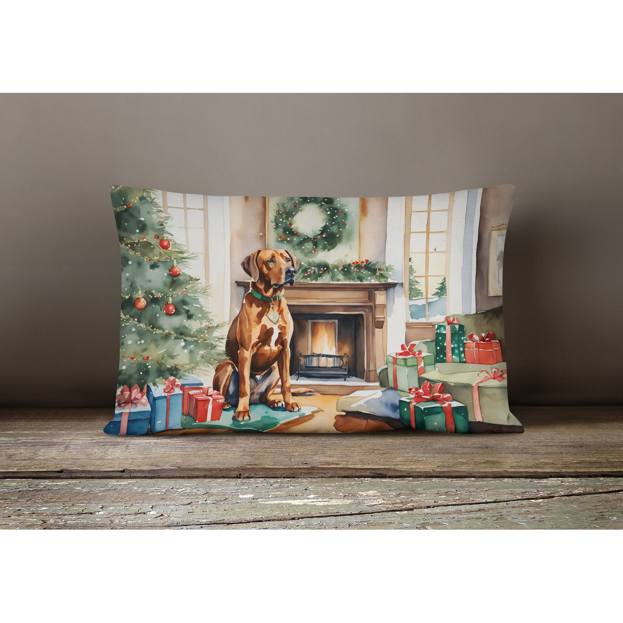 Rhodesian Ridgeback Cozy Christmas Throw Pillow 12 in x 16 in