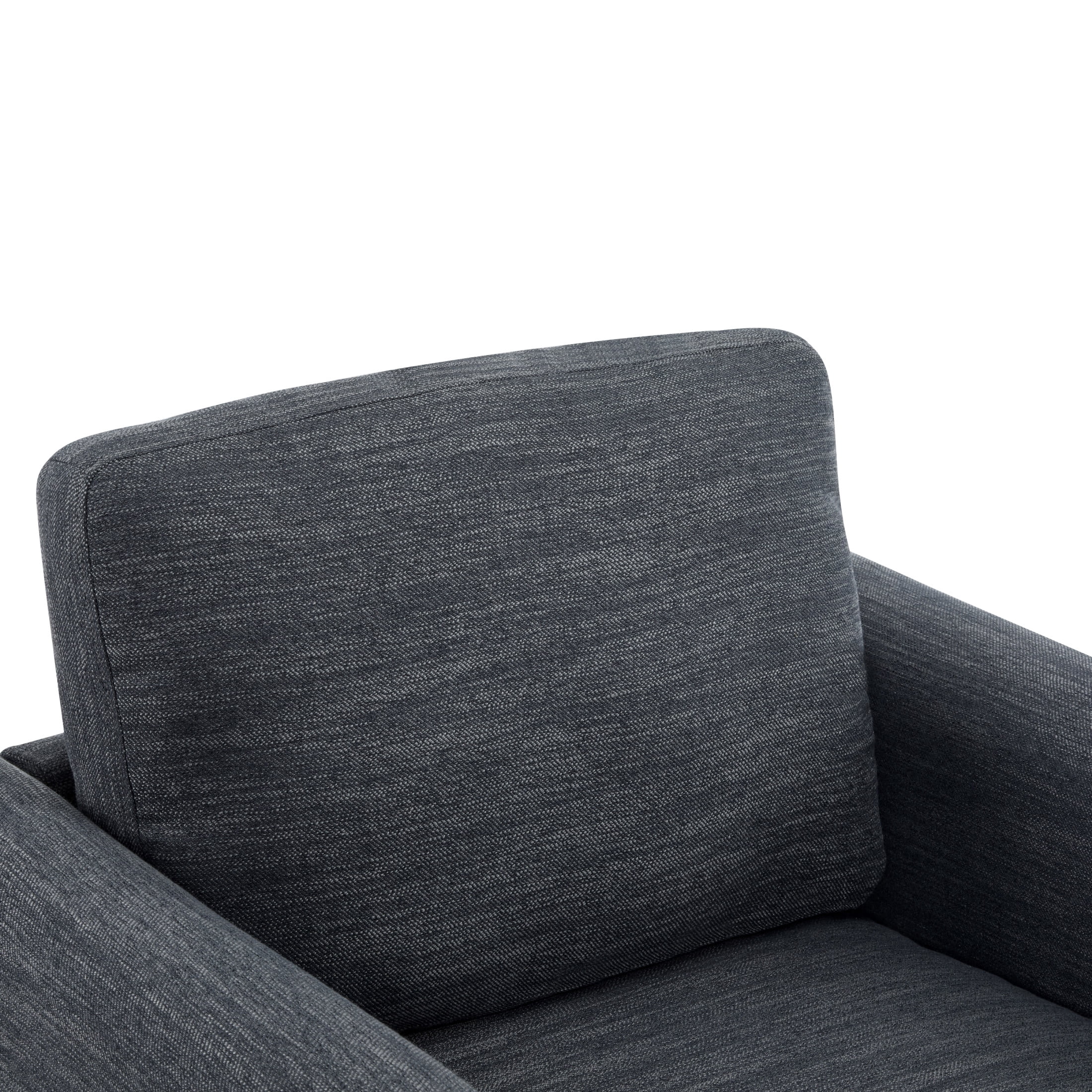 Ernest Mid-Century Modern Fabric Accent Armchair, Upholstered Club Chair with Solid Wood Frame, Charcoal+Natural, Set of 2