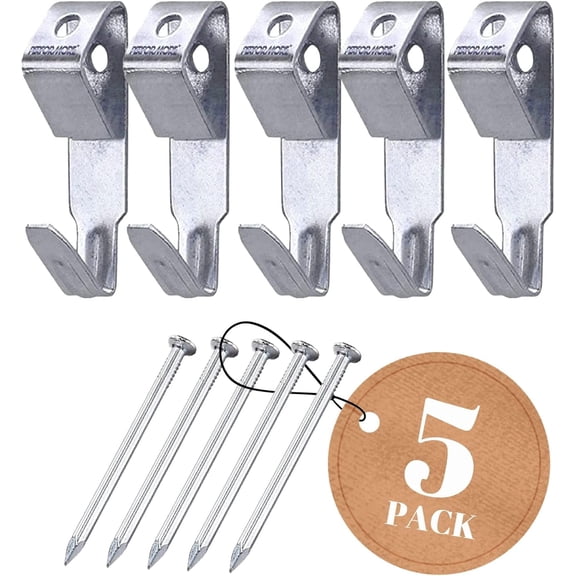 5 Pack of Heavy Duty Picture Hanger Hooks with Nails, 100lbs Frame Hooks Kit Mirror Hanging Hardware for Home Office Decoration