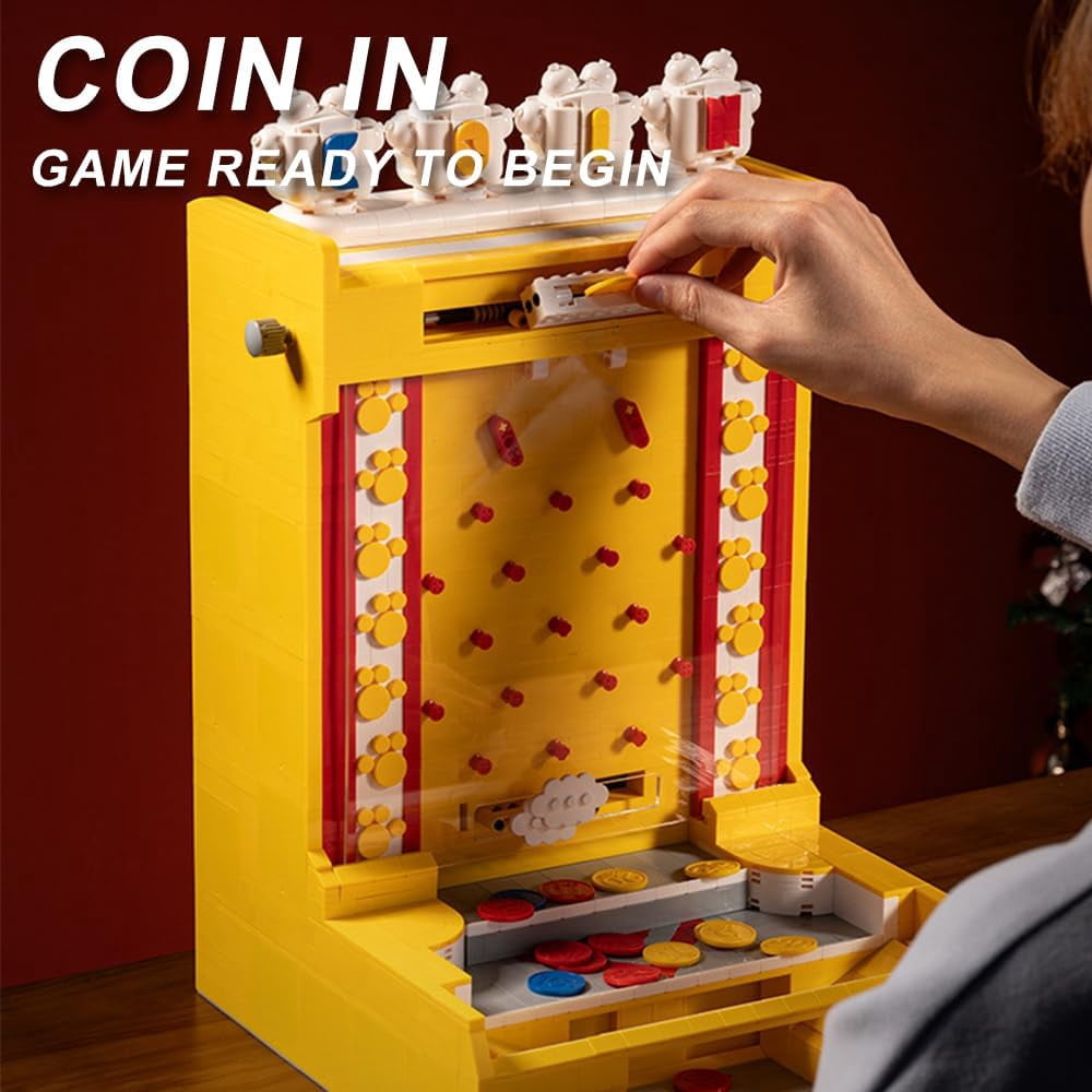 Coin Pusher Arcade Building Kit, Nostalgic Retro Video Game Model, Modular Set 2093pcs