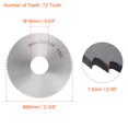 thumbnail image 2 of Uxcell 60mm Dia 16mm Arbor 1.5mm Thick 72 Tooth High Speed Steel Circular Saw Bit, 2 of 4