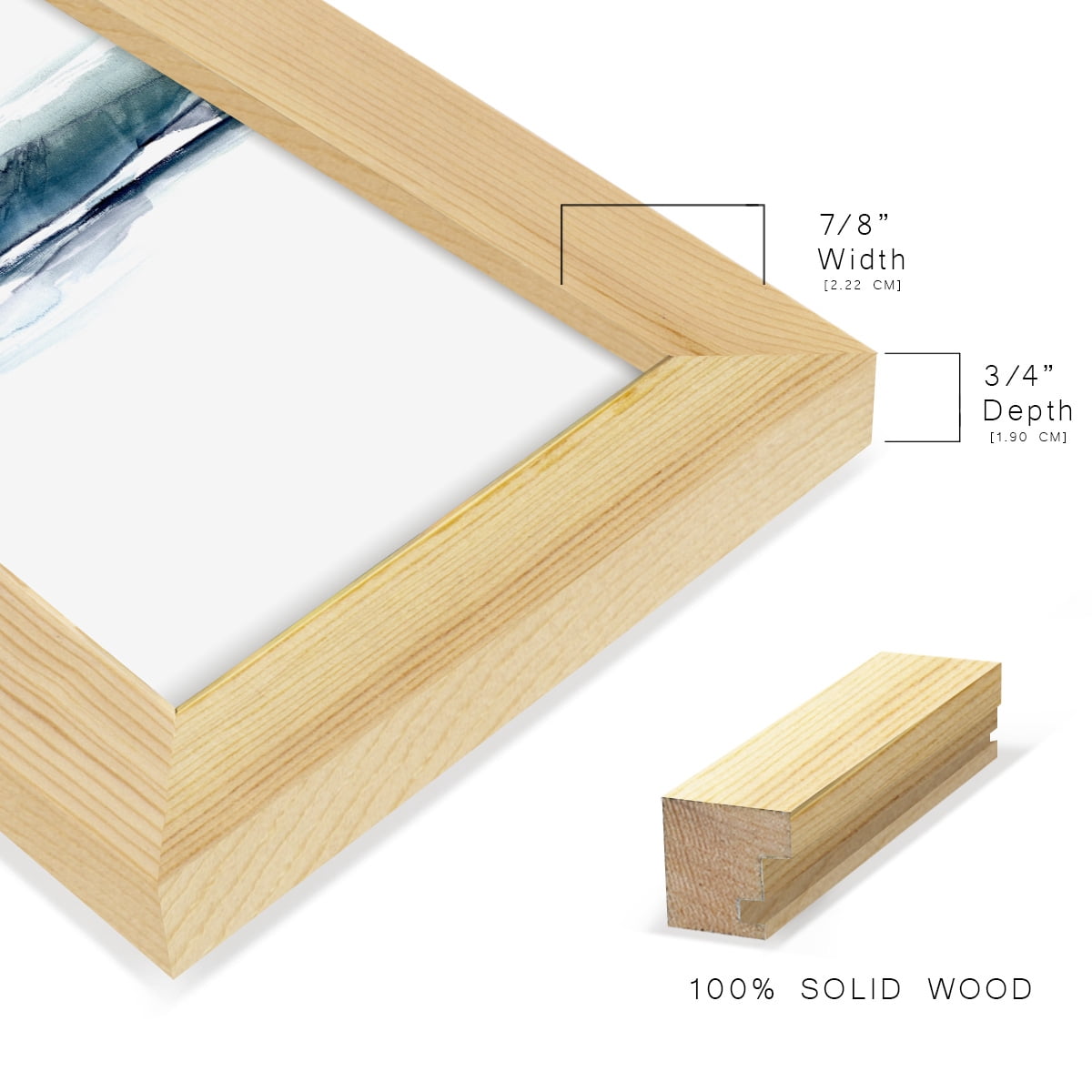 Stark Horizon I - Framed Print w/glass - Natural Wood