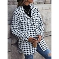 thumbnail image 4 of xiaxaixu Women's Flannel Jackets Casual Long Sleeve Button Down Houndstooth Shacket Oversized Coats, 4 of 9