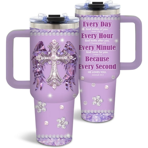 Christian Christmas Gifts, Catholic Tumbler for Women, Religious Gifts for Mom, Sister, Inspirational Spiritual Bible Verse, 40 Oz Tumbler with Handle