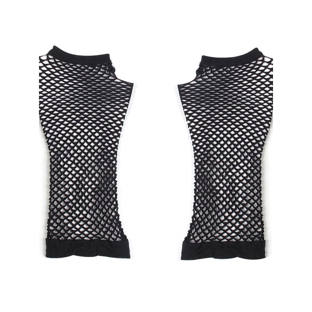 INSPIRE CHIC 1 Par de Calentadores de Brazo de Malla Elástica de Red Sin Dedos para Mujeres en Negro