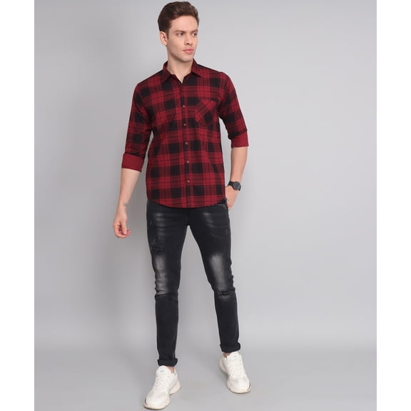 Exclusive TryBuy Premium Black Red Checks Shirt for Men