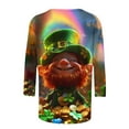 thumbnail image 5 of T-Shirt à Col Rond Imprimé de la Saint-Patrick pour Femmes, Manches Trois Quarts 3/4, Coupe Ample, 5 of 5