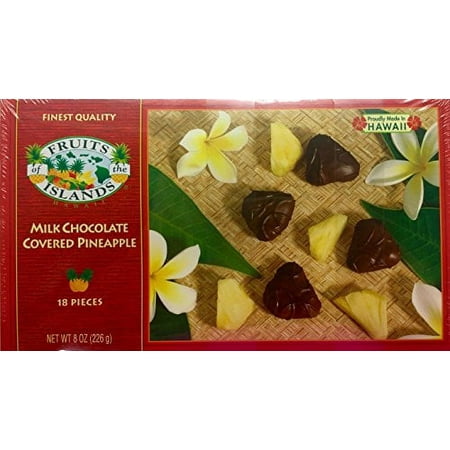 Fruits Of The Islands Hawaiian Milk Chocolate Covered Pineapple Pack Of 3 Boxes. 8 oz Each